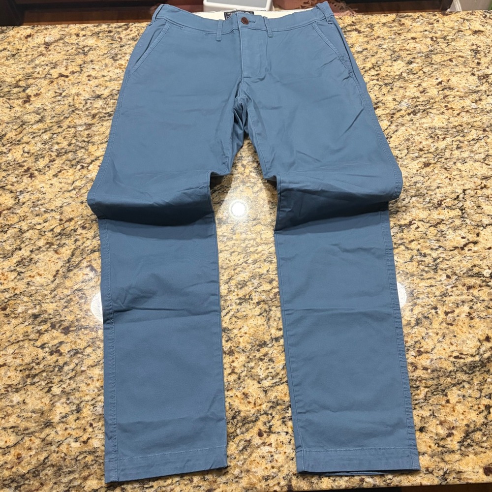 NEW Abercrombie & Fitch Langdon Skinny Stretch Chino Pants Blue 29x32 Mens ws